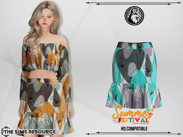 Sims 4 — Lena Summer Set Skirt by ForLima — 2 Colors