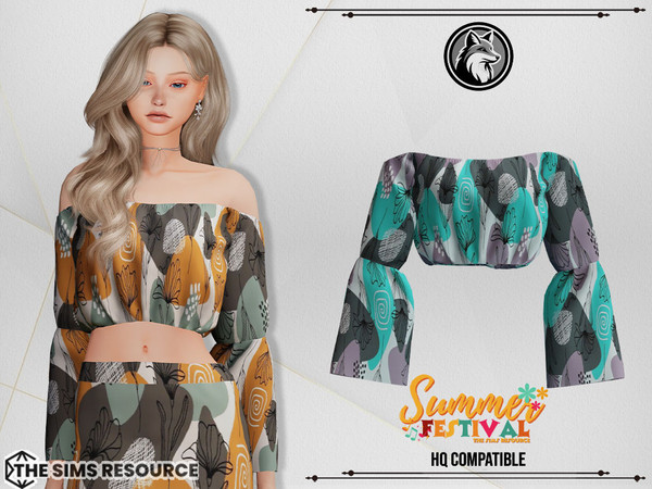 Sims 4 — Lena Summer Set Top by ForLima — 2 Colors