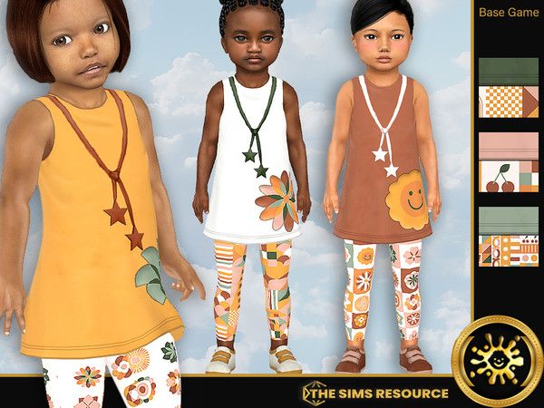 Sims 4 — Toddler Retro Boho Colours Dress by Pelineldis — Six dresses for toddler girls in retro boho colours.