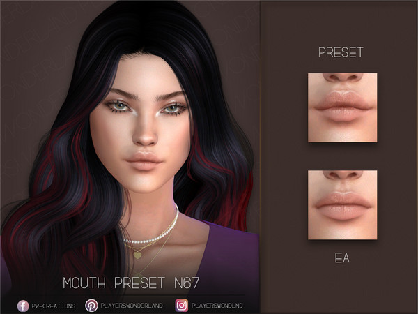 Sims 4 — Mouth Preset N67 by PlayersWonderland — This mouthpreset adds a new morphed, more bigger looking mouth.