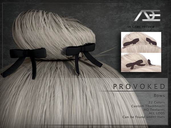 Sims 4 — Provoked Bows (Hat) by Ade_Darma — Provoked Bows for Provoked Hairstyles 22 Colors