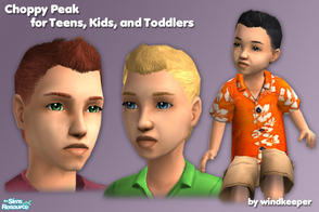 Sims 2 — Choppy Peak Hair by Windkeeper — Choppy Peak Hair from Nightlife converted for teens, kids, and toddlers. Adult
