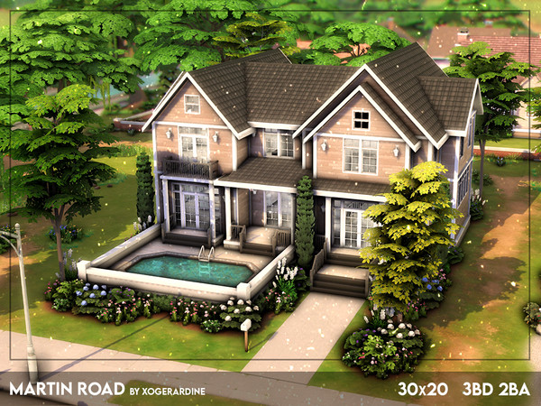 Sims 4 — Martin Road (TSR only CC) by xogerardine — Cute family house with a pool! x