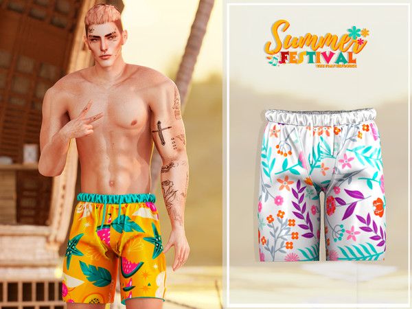 Sims 4 — Summer Festival Sead Short by couquett — Summer Festival Sead Short avaible in 24 colors