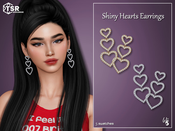 Sims 4 — Shiny Hearts Earrings by WisteriaSims — - FOR WOMAN - NEW MESH - TEEN TO ELDER - Earrings Category