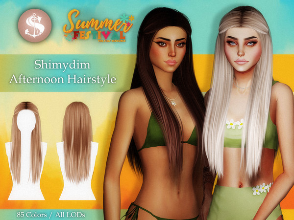 Sims 4 — Summer Festival Afternoon Hairstyle by Shimydimsims — Hi! I hope you will like this hair, it's a very long