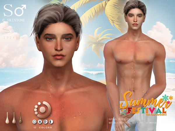 Sims 4 — (Summer festival) Male skintones 0724 by S-Club — (Summer festival) Male skintones with 24 colors, hope you