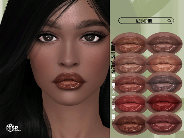 Sims 4 — IMF Vivian Lipstick N.575 by IzzieMcFire — Vivian Lipstick N.575 contains 10 colors in hq texture. Standalone