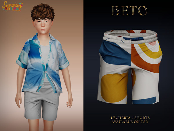 Sims 4 — Lecheria (Shorts - Child Version) by Beto_ae0 — Masculine summer outfit, perfect for the beach. Enjoy it. - 08