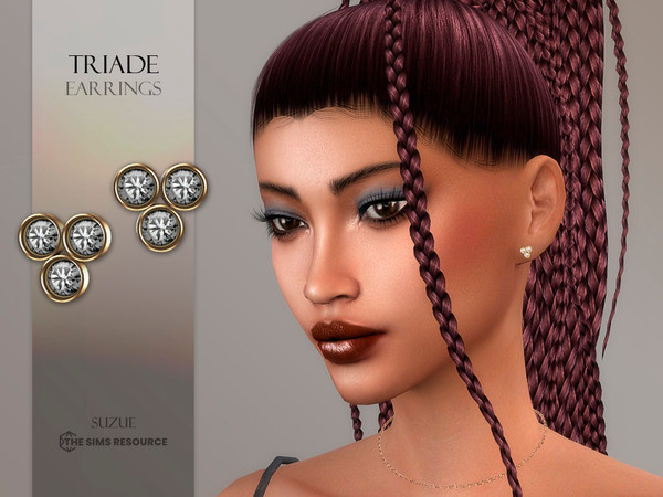Sims 4 — Triade Earrings by Suzue — New Mesh (Suzue)