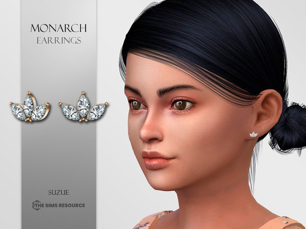 Sims 4 — Monarch Earrings Child by Suzue — New Mesh (Suzue)