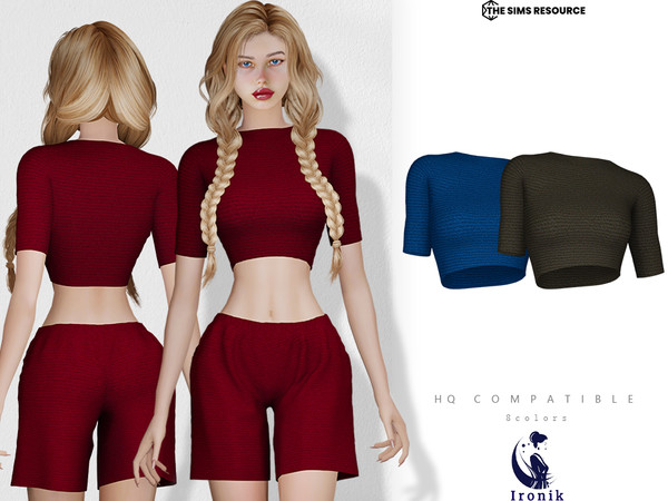 Sims 4 — Fragile Set - Top by _ironik_ — -8 Colors