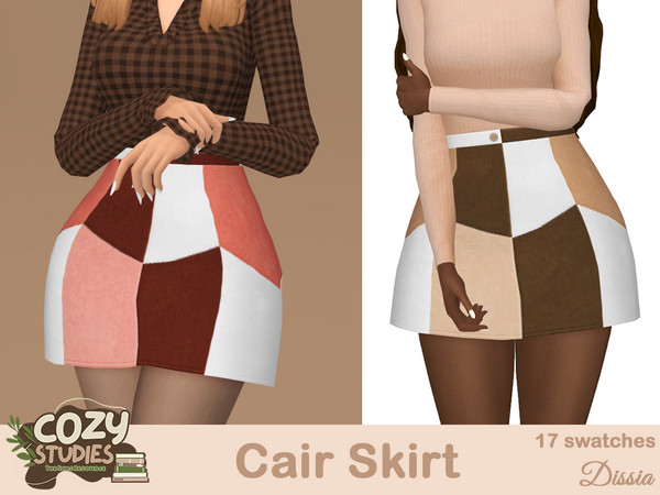 Sims 4 — Cair Skirt by Dissia — High waist flare short skirt