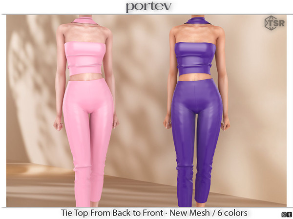 Sims 4 — Tie Top From Back to Front by portev — New Mesh