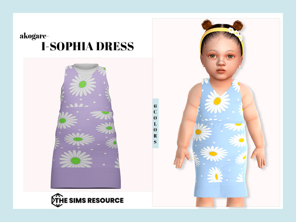 Sims 4 — I-Sophia Dress by _Akogare_ — Akogare I-Sophia Dress -6 Colors - New Mesh (All LODs) - All Texture Maps - HQ