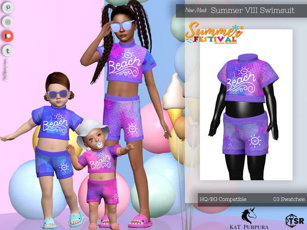 Sims 4 — Summer VIII Swimsuit- Toddler by KaTPurpura — swimsuit for girls, ideal for summer
