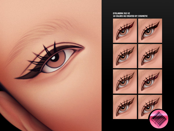 Sims 4 — Eyeliner with 2D Eyelashes N352 V2 by cosimetic — - Female