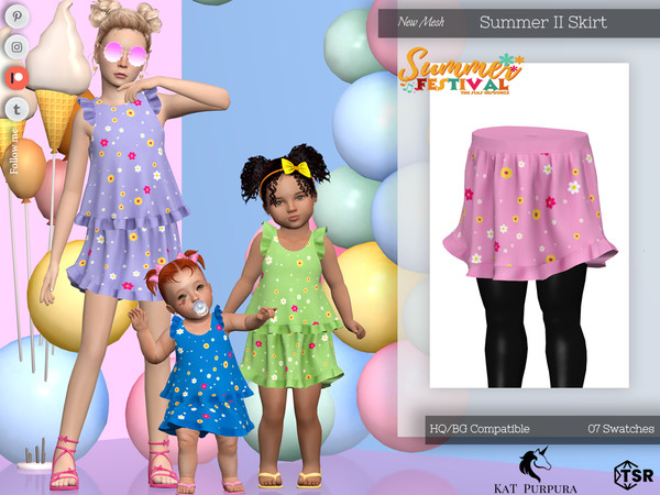 Sims 4 — Summer II Skirt- Toddler by KaTPurpura — Short skirt with ruffles and flower print
