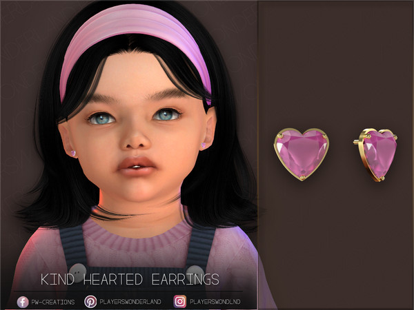 Sims 4 — Kind Hearted Earrings Toddler by PlayersWonderland — Toddlers version of my heart shaped gemstone earrings. - 5