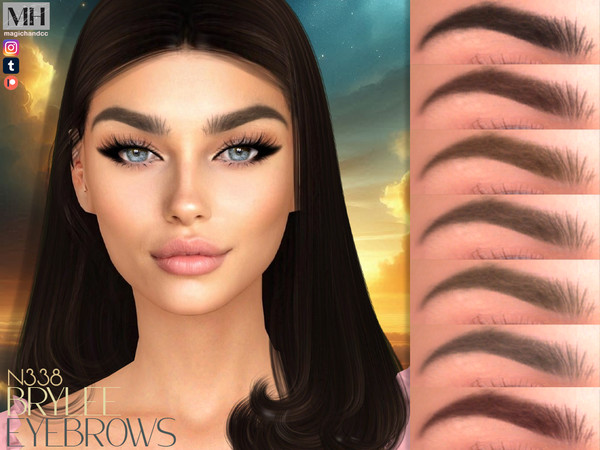 Sims 4 — Brylee Eyebrows N338 by MagicHand — High soft-arch brows in 13 colors - HQ Compatible.
