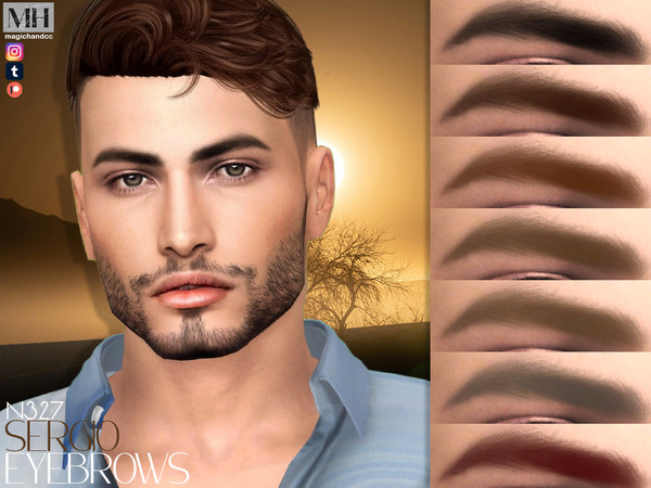 Sims 4 — Sergio Eyebrows N327 by MagicHand — Soft angled brows in 13 colors - HQ Compatible.