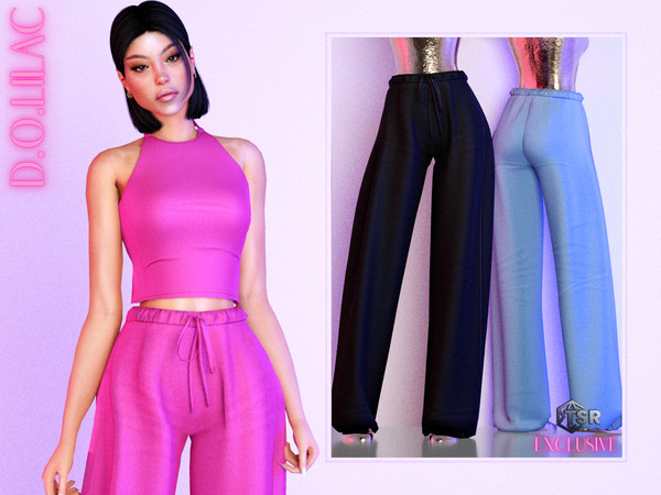 Sims 4 — Tied Wide Leg Trousers Set DO0482 by DOLilac — Custom thumbnail