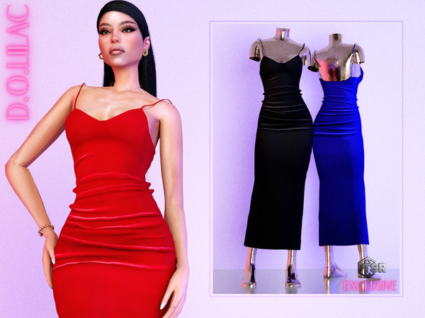 Sims 4 — Sweetheart Neckline Maxi Dress DO0484 by DOLilac — Custom thumbnail