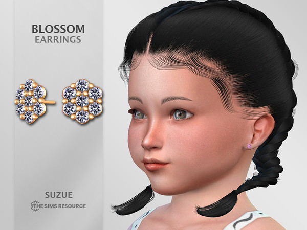 Sims 4 — Blossom Earrings Toddler by Suzue — New Mesh (Suzue)