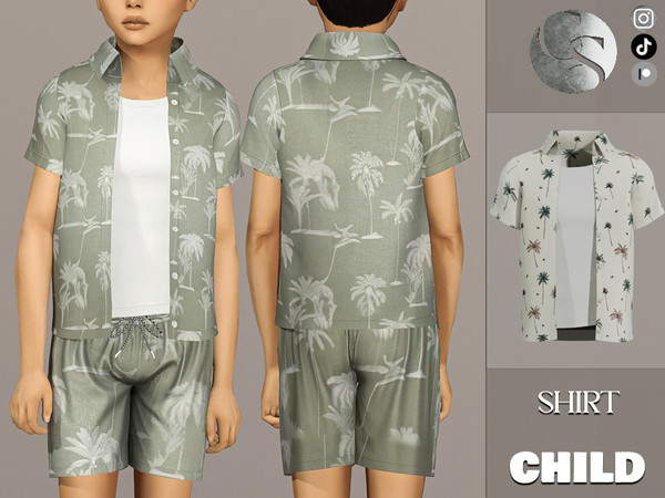 Sims 4 — Summer SET 445 - Shirt and Top (Child) by Camuflaje — Set that includes shirt and top + shorts -Part of a set