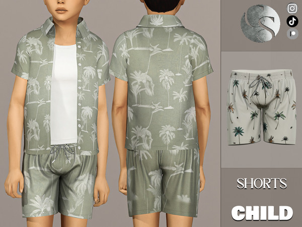 Sims 4 — Summer SET 445 - Shorts (Child) by Camuflaje — Set that includes shirt and top + shorts -Part of a set