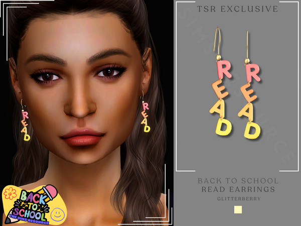 Sims 4 — Back to School Read Earrings by Glitterberryfly — Perfect earrings for that new teacher starting her first