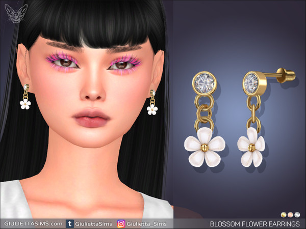 Sims 4 — Blossom Flower Earrings by feyona — Blossom Flower Earrings come with 3 swatches. * 3 swatches