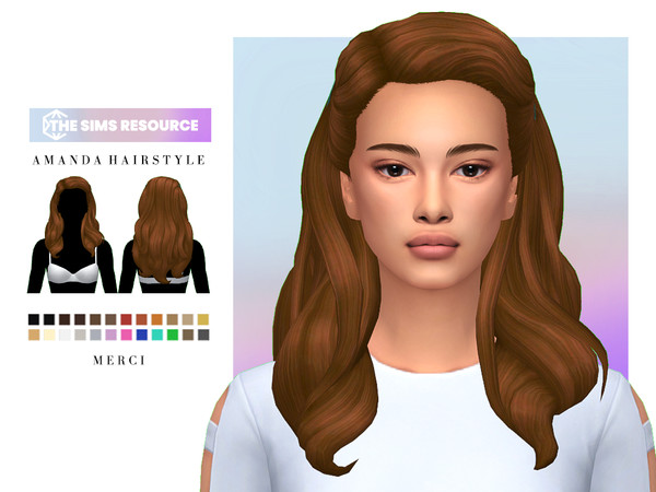 Sims 4 — Amanda Hairstyle by -Merci- — New Maxis Match Hairstyle for Sims4. -24 EA Colours.