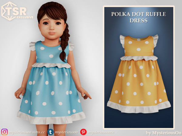 Sims 4 — Polka dot ruffle dress by MysteriousOo — Polka dot ruffle dress in 6 colors for toddlers