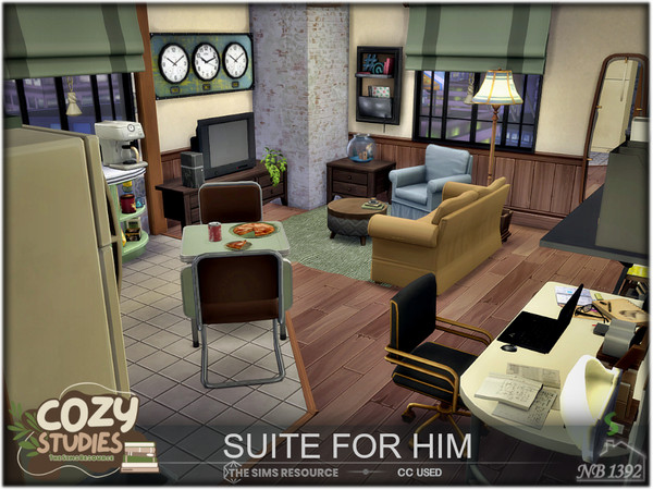 Sims 4 — Suite for Him (CC only TSR) by nobody13922 — This cozy suite is ideal for students looking for a comfortable and