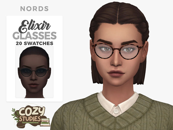 Sims 4 — Cosy Studies - Elixir Glasses by Nords — A pair of stylish eye glasses for adult male and female sims. It comes