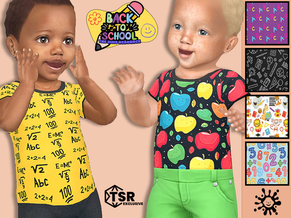 Sims 4 — Back to School Infant Vest by Pelineldis — Six back to school themed vests for infant boys and girls.