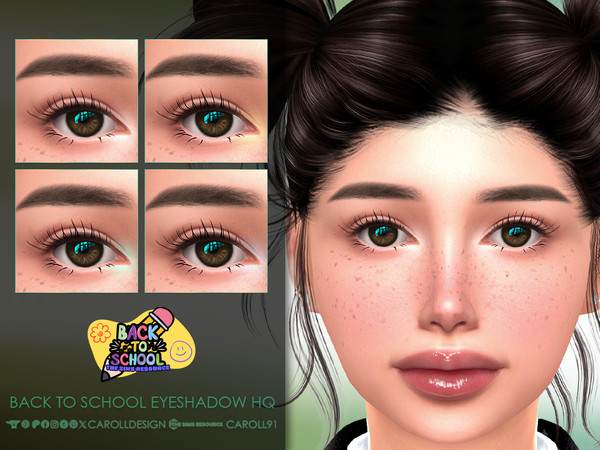 Sims 4 — Back to School Eyeshadow HQ by Caroll912 — A 4-swatch soft inner corner eyeshadow in various shades of pastel