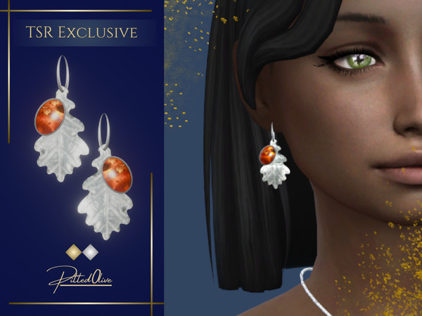 Sims 4 — Carla Earrings by Pitted0live — Beautiful autumnal amber earrings Custom catalog image