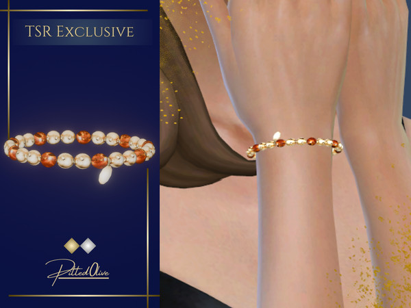 Sims 4 — Delanne Bracelet by Pitted0live — Amber and gold beaded autumnal bracelet Custom catalog image