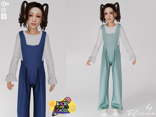 Sims 4 — Isla Overalls Outfit by talarian — Overalls with a long sleeve blouse