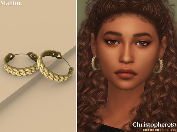 Sims 4 — Malibu Earrings V1 by christopher0672 — This is a stylish pair of big chunky Cuban link chain hoops, with these
