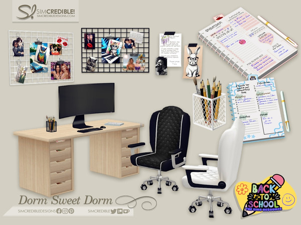 Sims 4 — Dorm Sweet Dorm- Pencils Holder by SIMcredible! — It's time to go back to the dorm, but with style and comfort.