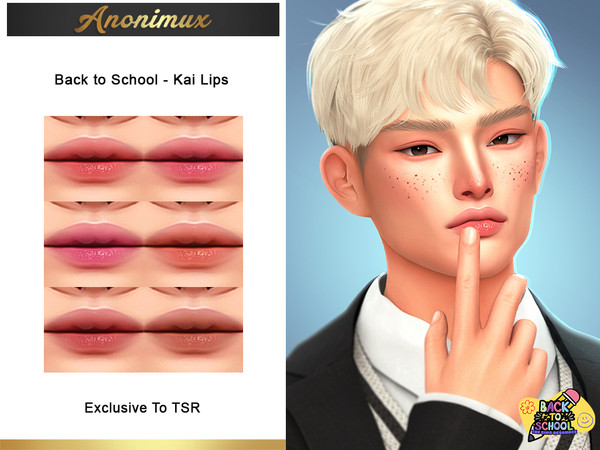 Sims 4 — Back to School - Kai Lips by Anonimux_Simmer — - 6 Swatches