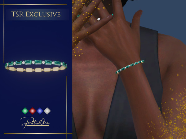 Sims 4 — Justine Bracelet by Pitted0live — Emerald cut stone and diamond bracelet Custom catalog image