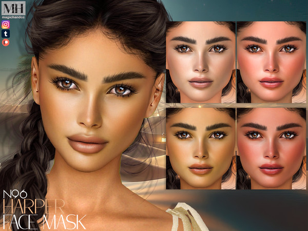 Sims 4 — Harper Face Mask N96 by MagicHand — Cute exotic face in 6 skin color variations - HQ Compatible.