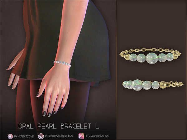 Sims 4 — Opal Pearl Bracelet L by PlayersWonderland — Pearl chain bracelet in opal textures and several metalic shades. -