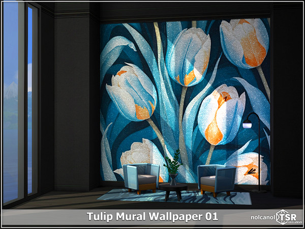 Sims 4 — Tulip Mural Wallpaper 01 by nolcanol — Tulip Mural Wallpaper 01: 10 swatches Two murals included