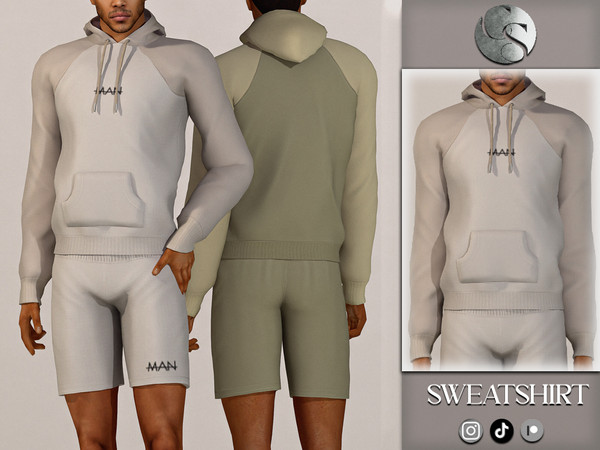 Sims 4 — MAN Hoodie (Adult Male) by Camuflaje — Co-Ord (this is a set) includes hoodie and shorts -New mesh -Compatible