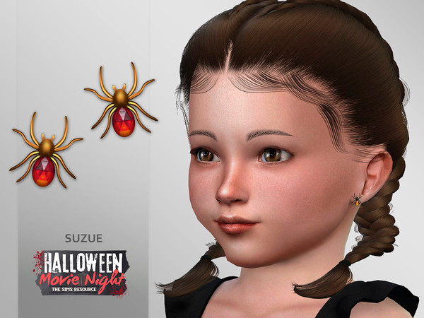 Sims 4 — Halloween Spider Earrings Toddler by Suzue — New Mesh (Suzue)
